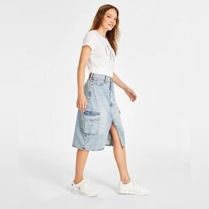 Calvin Klein • cargo denim midi skirt